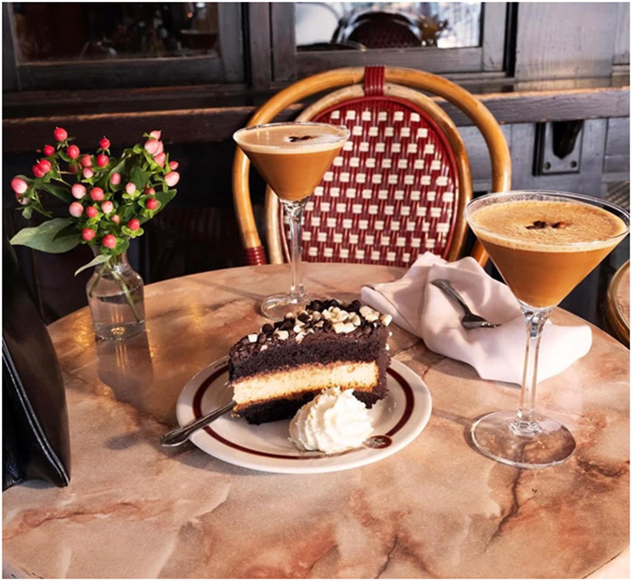 chocolate cake and cocktails