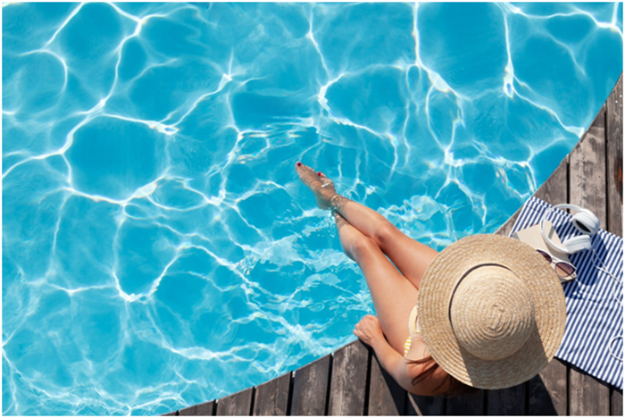 relaxing by the pool